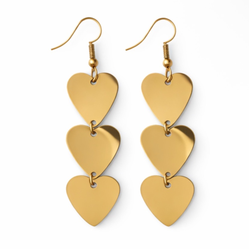 Gold Heart Drop Earrings